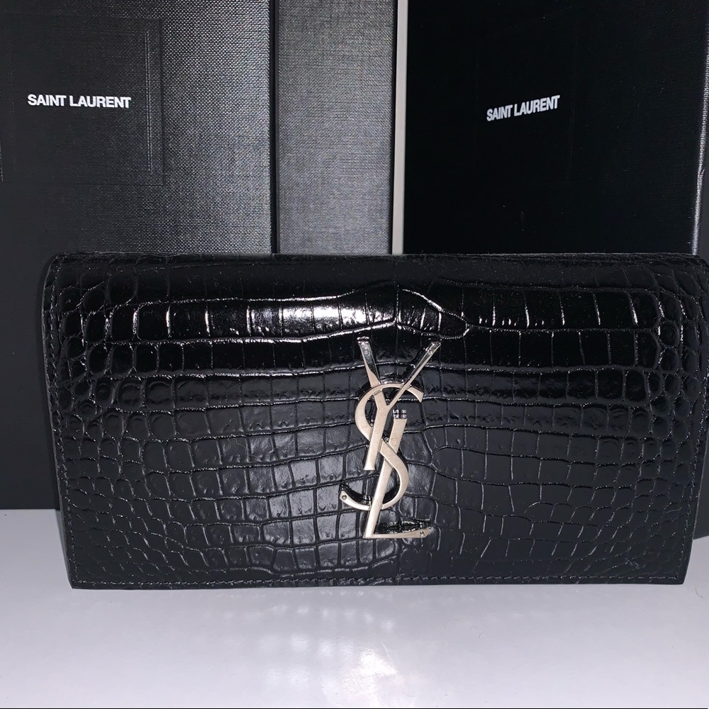 Saint Laurent crocodile large flap wallet